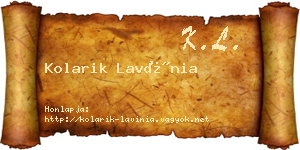Kolarik Lavínia névjegykártya